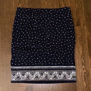 LOFT Blue and White Patterned Pencil Skirt